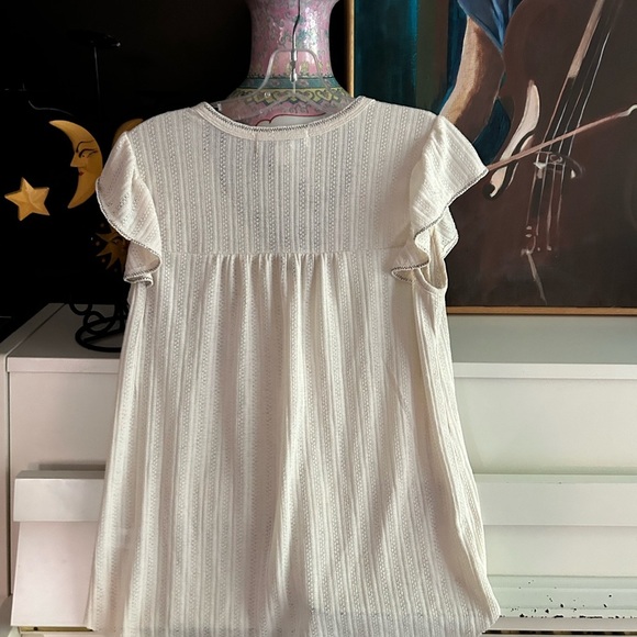 Women's Short Sleeve Button-Up Top - Cream - Picture 9 of 15